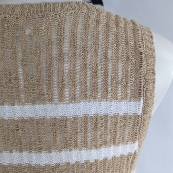 Nwt lou & grey tan and white sleeveless tunic sweater L - Picture 5 of 8